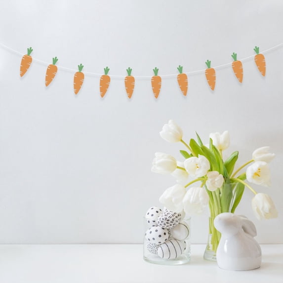Easter Party Decorations Carrot Hanging Ornaments Set of 10, Bright and Festive Bunny Carrot Banner for Birthday, Spring Holiday, and Easter Home Decor A