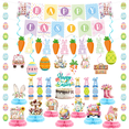 thumbnail image 1 of Easter Party Decorations Combo Set with Bunny Carrot Banner, Hanging Swirls, Table Decor, 1 of 17