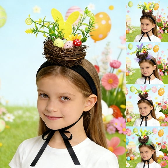 Easter Party Headband Floral Bunny Hair Ornament For Girls