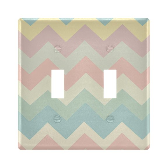 Easter Pastel Colored V-shaped Lines Light Switch Cover Electrical Outlet Cover Replaceable Wall Plates 2-Gang