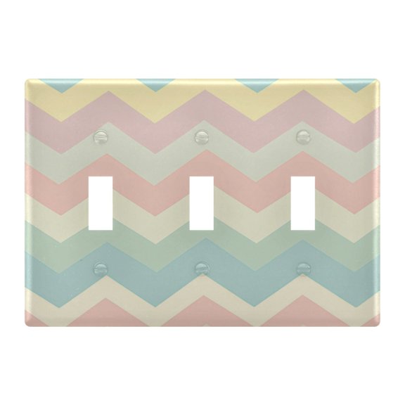 Easter Pastel Colored V-shaped Lines Light Switch Cover Electrical Outlet Cover Replaceable Wall Plates 3-Gang