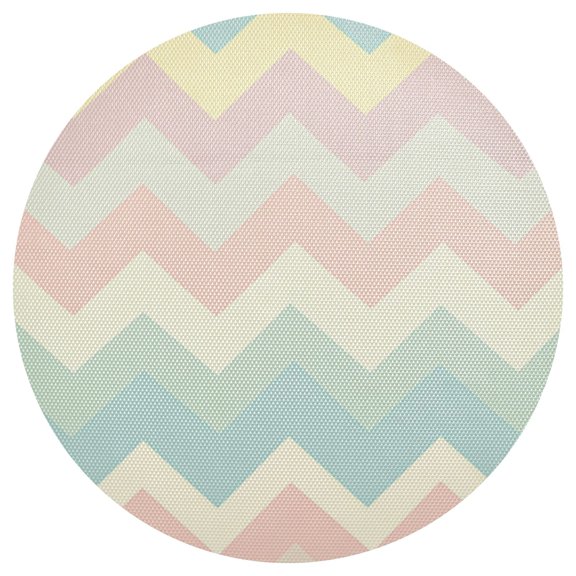 Easter Pastel Colored V-shaped Lines PVC Round Grid Placemat Table Mat 1 Pc 15.4" x 15.4"