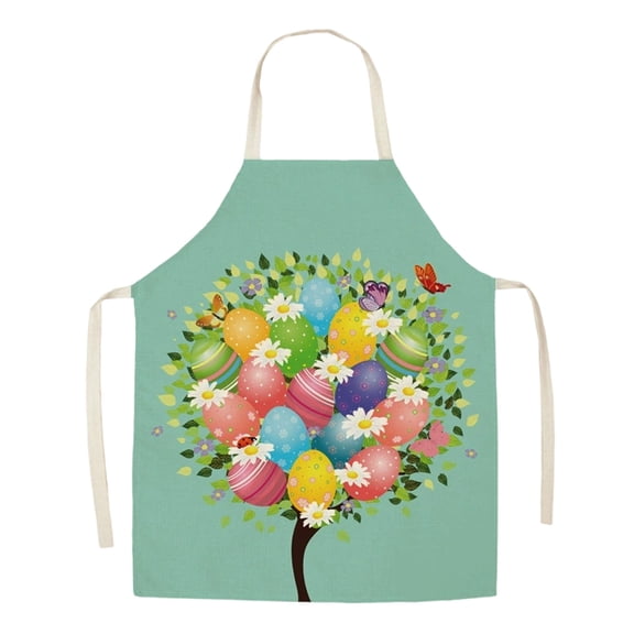 Easter Pattern Adult Kitchen Apron Durable And Lightweight Polyester Stain Resistant For Grilling And Baking Festive Design For Parties Multicolor