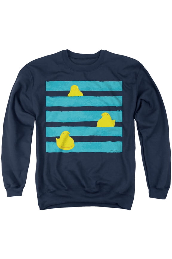 Easter Peeping Behind Stripes Unisex Adult Crewneck Sweatshirt, Navy, Small