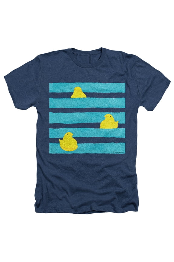 Easter Peeping Behind Stripes Unisex Adult Heather T Shirt, Navy Heather, Small