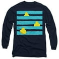 thumbnail image 1 of Easter Peeping Behind Stripes Unisex Adult Long-Sleeve T Shirt, Navy, 3X-Large, 1 of 3