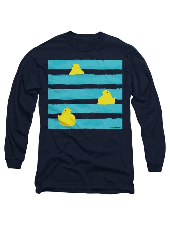 Easter Peeping Behind Stripes Unisex Adult Long-Sleeve T Shirt, Navy, 3X-Large
