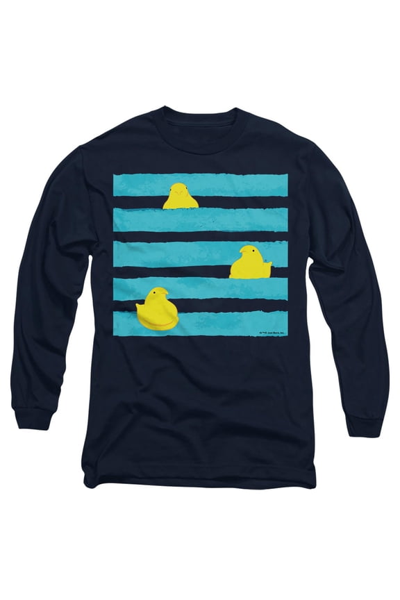 Easter Peeping Behind Stripes Unisex Adult Long-Sleeve T Shirt, Navy, Small