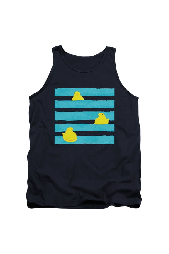 Easter Peeping Behind Stripes Unisex Adult Tank Top, Navy, Large