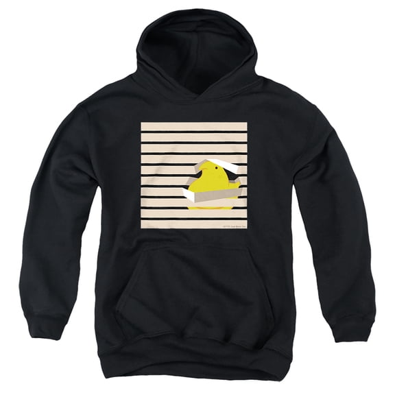 Easter Peeping Peep In Window With Blinds Youth Kids Boy/Girls Pull-Over Hoodie, Black, Large
