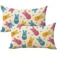 thumbnail image 1 of Easter Peeps Bunny Lumbar Decorative Throw Pillow Covers 12 x 20 Set of 2, Rectangular Cute Colorful Rabbit Outdoor Home Decor, Spring Love Hearts Couch Cushion Case, 1 of 6