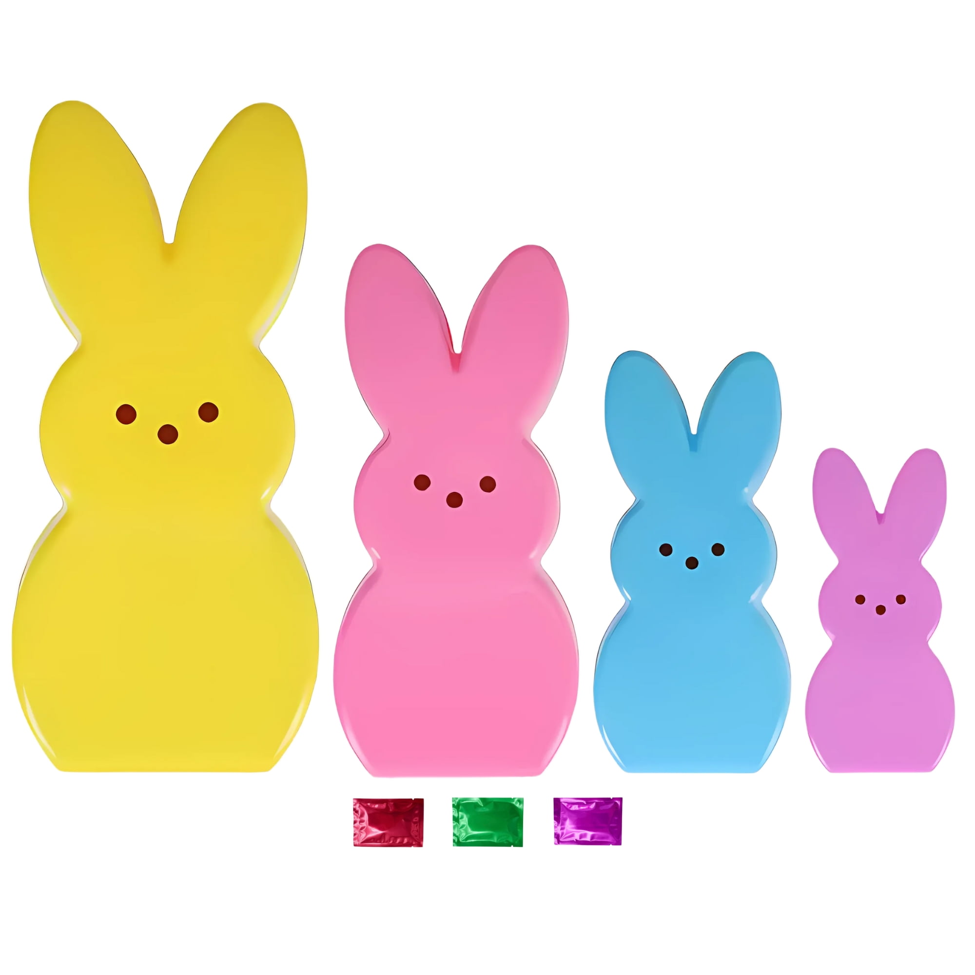 Easter Peeps Bunny Shaped Fillable Nesting Plastic Egg Containers Set of 4, Empty Fillers for Easter Egg Hunts Candy Treats Gift Basket Stuffers Holiday Party Favor