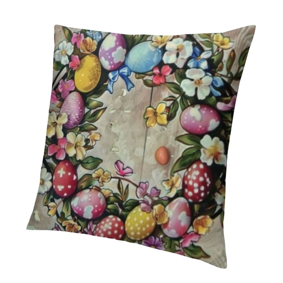 Easter Peeps Eggs Decorative Throw Pillow CoversWreath Bunny Rabbit Colorful Stripes Porch Patio Outdoor Pillowcase, Flowers Basket Butterfly Cushion Case Home Decor
