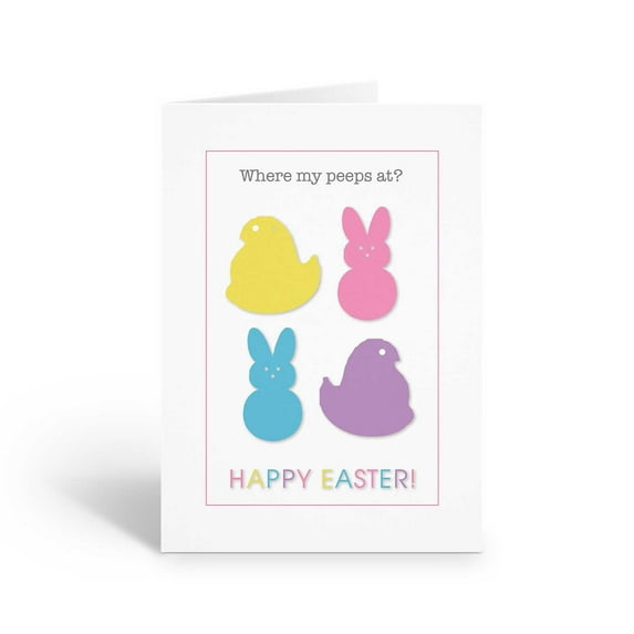 Easter Peeps Happy Easter Day Cards - 12 Easter Day Cards & Envelopes - B18077