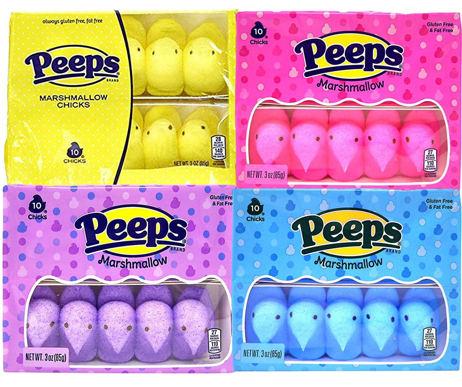 Easter Peeps Marshmallow Chicks Variety Pack, Pack of 4, 3 Ounces per Pack