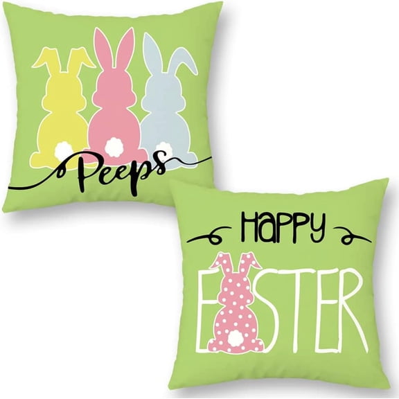 Easter Peeps Pillow Covers 20x20 Set of 2 Happy Easter Bunny Decorations Peeps Decor for Home Couch Sofa and Outdoor Porch