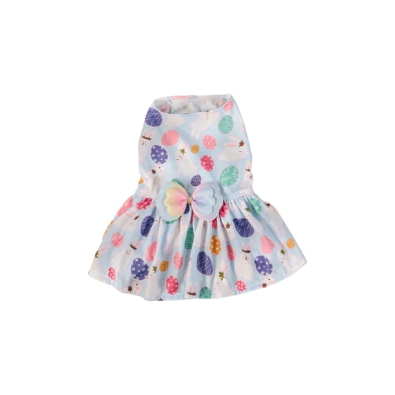 Easter Pet Dress with Bow and Bunny Print, Breathable Pet Sundress for Small Medium Dogs and Cats, Spring Holiday Outfit for Photo Shoots, Walks or Easter Party Celebration