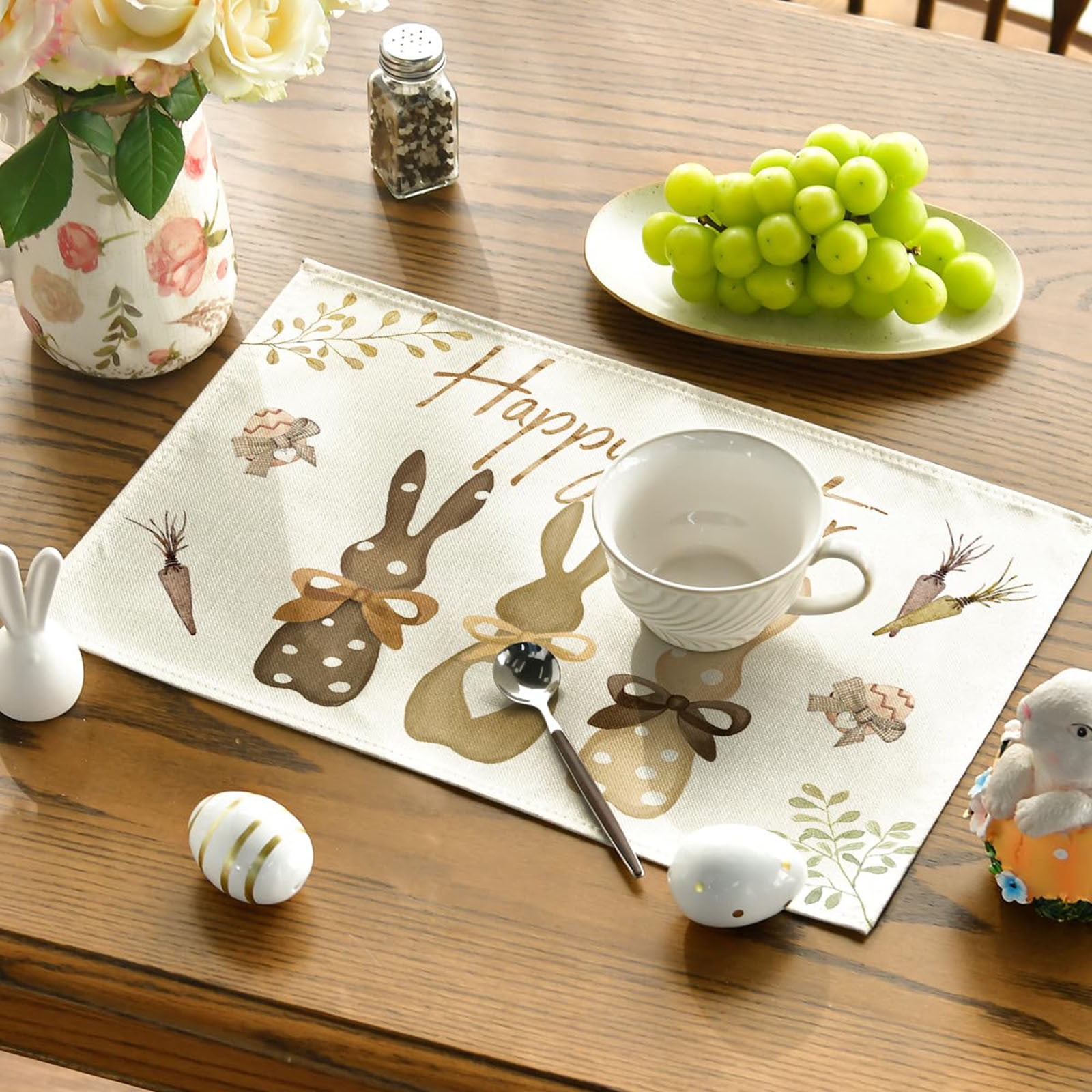 Easter Pet Rabbit Printed Linen Table Decoration Fouling Heat