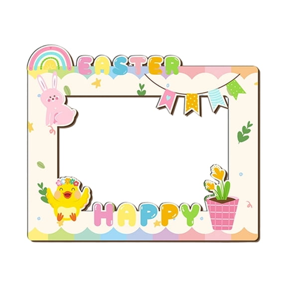 Easter Photo Frame, Wooden Egg Theme Desktop Decoration for Holiday Party, Creative Tabletop Display Frame,Easter Wooden Photo Frame