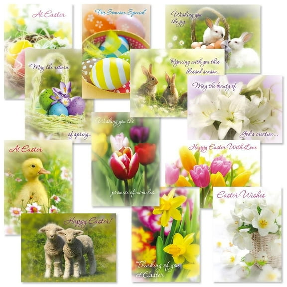 Current Easter Photo Greeting Cards Value Pack - Set of 12 Large 5" x 7", Religious