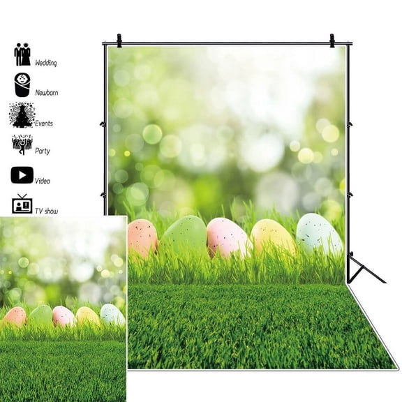 Easter Photography Backdrops 2024 New Spring Wooden Boardwalk Wall Flower Meadow Bunny Egg Background Children Photo Zone Banner
