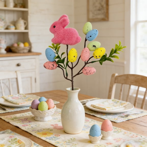 Easter Picks,Bunny Egg Stems,Artificial Flower Egg Stems for Easter Home Room Table Wedding Holiday Decor Use