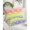 thumbnail image 1 of Easter Pillow Cases Standard Size Set of 2 - Microfiber Bed Throw Pillow Covers, Spring Rabbit Silhouette Colorful Rainbow Graffiti Decorative Lumbar Pillow Cover with Envelope Closure 20"x26", 1 of 6