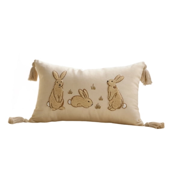 Easter Pillow Covers 12" x 20" Set of 1, Easter Decorations Cute Soft Plush Bunny Throw Pillow, Spring Farmhouse Decorations for Home Sofa Couch Living Room Bedroom