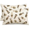 thumbnail image 1 of Easter Pillow Covers 12x20 Inch Set of 2,Lumbar Polka Dot Heart Bunny Decorative Throw Pillows,Brown Bow Rabbit Cushion Case Spring Decoration for Sofa Couch, 1 of 6