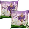 thumbnail image 1 of Easter Pillow Covers 16x16 He is Risen Throw Pillow Covers Cross Lily Flower Pillowcase Spring Purple polyester Cushion Case for Sofa Patio Garden Set of 2, 1 of 4