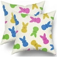 thumbnail image 1 of Easter Pillow Covers 16x16 Set of 2 Hot Pink Green Blue Yellow Bunny Spring Decor Soft Cotton Square Cushion Case for Home Couch Bed, 1 of 6