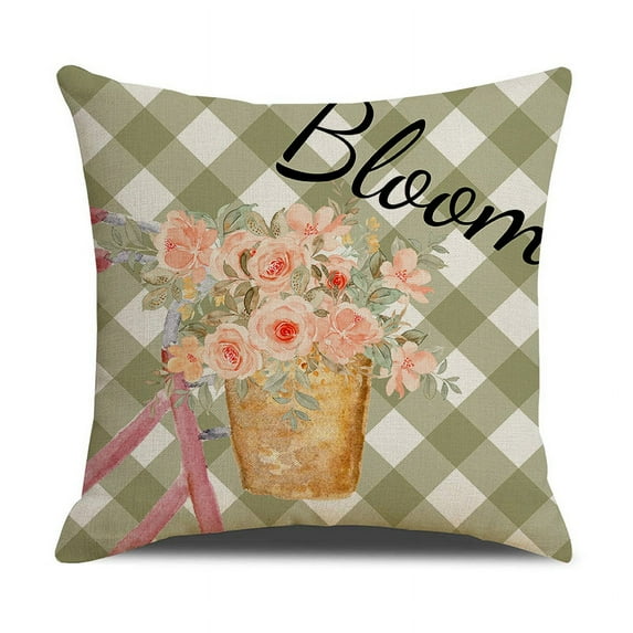 Easter Pillow Covers 18X18 inch Spring BunnyThrow Pillow Covers Colorful Flower Holiday Cushion Case Decorations for Home Farmhouse Couch