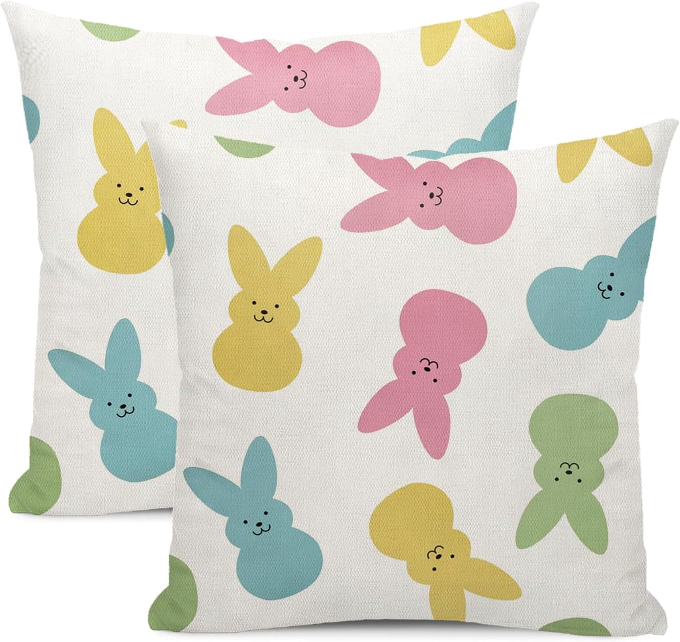 Easter Pillow Covers 18x18 Inch Set of 2, Colorful Bunny Decor Spring ...