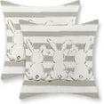 thumbnail image 1 of Easter Pillow Covers 18x18 Inch Set of 2, Gray Stripes Bunny Decor Throw Pillows Spring Holiday Farmhouse Pillowcase Easter Decorations Rabbit Outdoor Cushion Case for Couch Home Decorative, 1 of 6