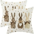 thumbnail image 1 of Easter Pillow Covers 18x18 Inch Set of 2, Polka Dot Bunny Throw Pillows Farmhouse Linen Rabbit Spring Decor Pillowcase for Sofa Bedroom Living Room Indoor Outdoor, 1 of 6