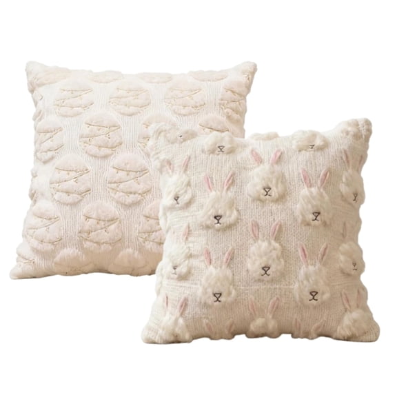 Easter Pillow Covers 18x18 Inch, Spring Pillow Covers, Super Soft Plush Throw Pillow Shams with Easter Egg Design for Couch, Farmhouse Spring Decor, Hidden Zipper & Machine Washable(Egg, 1PCS)