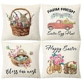 thumbnail image 1 of Easter Pillow Covers 18x18 Set of 4,Easter Decorations for Spring Farmhouse Pillows Easter Decorative Throw Pillows Buffalo Plaid Bunny Eggs Welcome Peeps Throw Cushion Case for Home Decor, 1 of 5