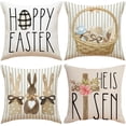 thumbnail image 1 of Easter Pillow Covers 18x18 Set of 4 Happy Easter Decorations for Home Bunny Pillowcase He is Risen Cross Eggs Decorative Spring Home Decor for Sofa Couch, 1 of 6