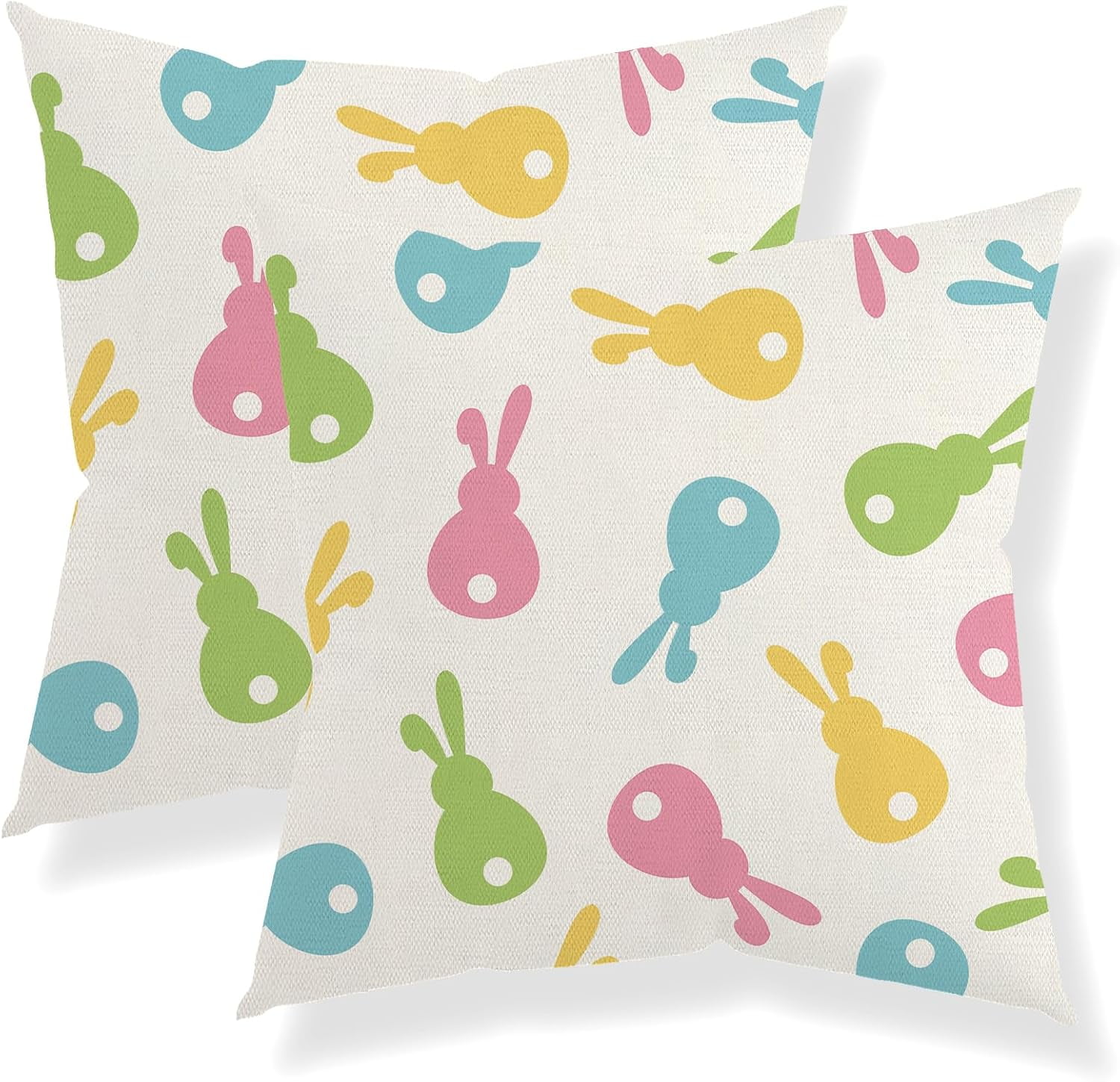 Spring Floral Throw Pillow Covers 18x18 - Easter Bunny Gnome Pattern, Pastel Velvet Cushion Covers For Sofa & Bed - View #13