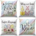 thumbnail image 1 of Easter Pillow Covers 18x18 Set of 4 Easter Blessing Eggs Flower Easter Pillows Decorative Throw Pillows for Spring Sofa Living Room Bed, 1 of 6