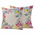 thumbnail image 1 of Easter Pillow Covers 2 Pack Colorful Eggs Roses Tulips Daisy Berries Retro Linen Pillowcase Waterproof Outdoor Throw Pillow Cover for Patio Garden Square Cushion 24”x24”, 1 of 9