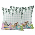 thumbnail image 1 of Easter Pillow Covers 2 Pack Colorful Texture Easter Eggs Rabbits Leaf Green Plaid Pillowcase Waterproof Outdoor Throw Pillow Cover for Patio Garden Square Cushion 16”x16”, 1 of 9