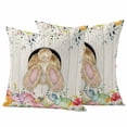 thumbnail image 1 of Easter Pillow Covers 2 Pack Yelow Rabbit Tail Colorful Easter Eggs Yellow Floral Leaves Wood Grain Pillowcase Waterproof Outdoor Throw Pillow Cover for Patio Garden Square Cushion 18”x18”, 1 of 9