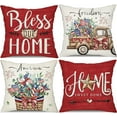 thumbnail image 1 of Easter Pillow Covers 20x20 Set of 4 Bunny Eucalyptus Leaves Decorations Truck Sweet Home Spring Farmhouse Pillow Covers, Polyester Cushion Case Gifts for Home Decor 175D, 1 of 6