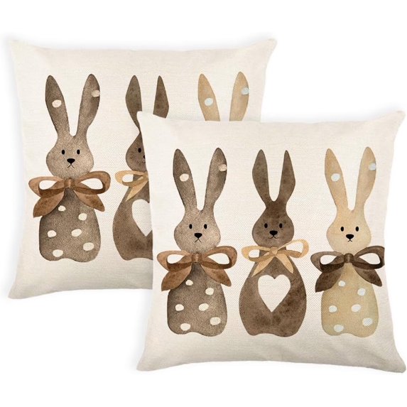 Easter Pillow Covers Bunny Throw Pillow Covers 20 x 20 Inch Set of 2 Easter Decoration Rabbit Cushion Case for Bedroom Sofa Couch Easter Holiday Festivals Home Decor White