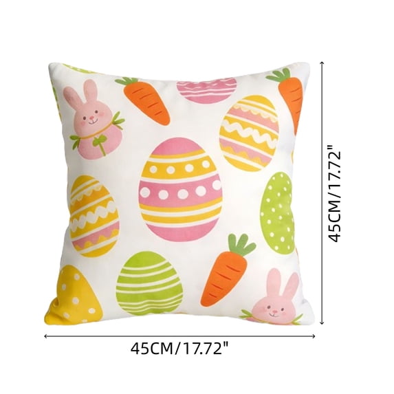 Easter Pillow Covers,Colorful Eggs Outdoor Decorative Throw Pillows for Couch,Soft Farmhouse Pillowcase for Bed Car Safa 17.7*17.7 Inch A