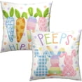 thumbnail image 1 of Easter Pillow Covers Colorful Polka Dots Bunny Throw Pillow Covers 18x18 Spring Easter Peeps Pillow Cases Rabbit Carrot Cushion Cases for Home Farmhouse Sofa Couch Decor 2 Pack, 1 of 7