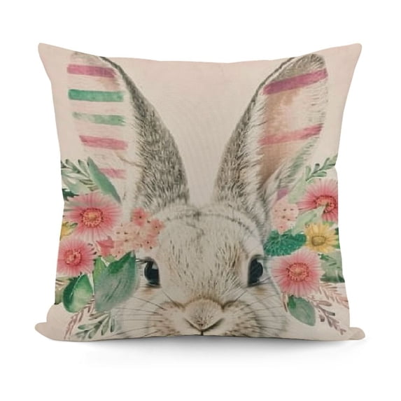 Easter Pillow Covers, Ears Striped Decorations Holiday Farmhouse Spring Pillow Case for Home Sofa Couch Decor