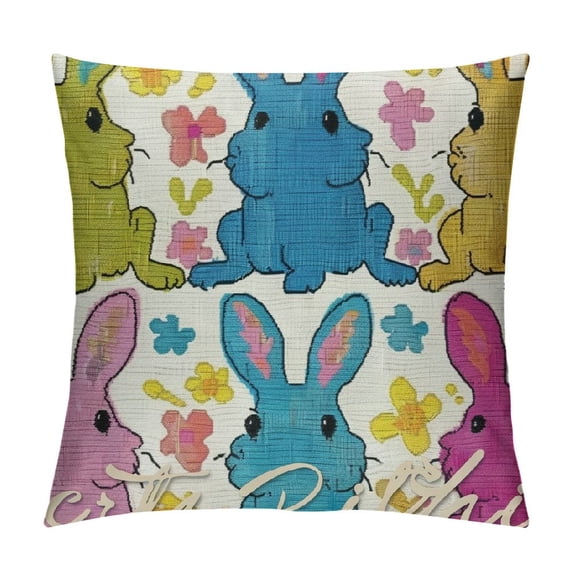 Easter Pillow Covers Easter Colorful Bunny Decor for Throw Pillows Covers Spring Farmhouse Pillow Covers Decor Couch Living Room
