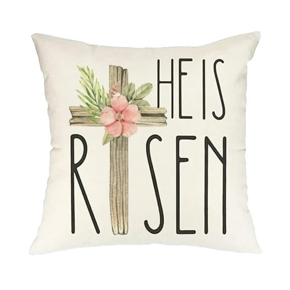 Easter Pillow Covers Easter Decorations for Home He is Risen Floral Pillows Bunny Easter Buffalo Plaid Eggs Decorative Throw Pillows Spring Easter Farmhouse Decor 1pc - 18x18''